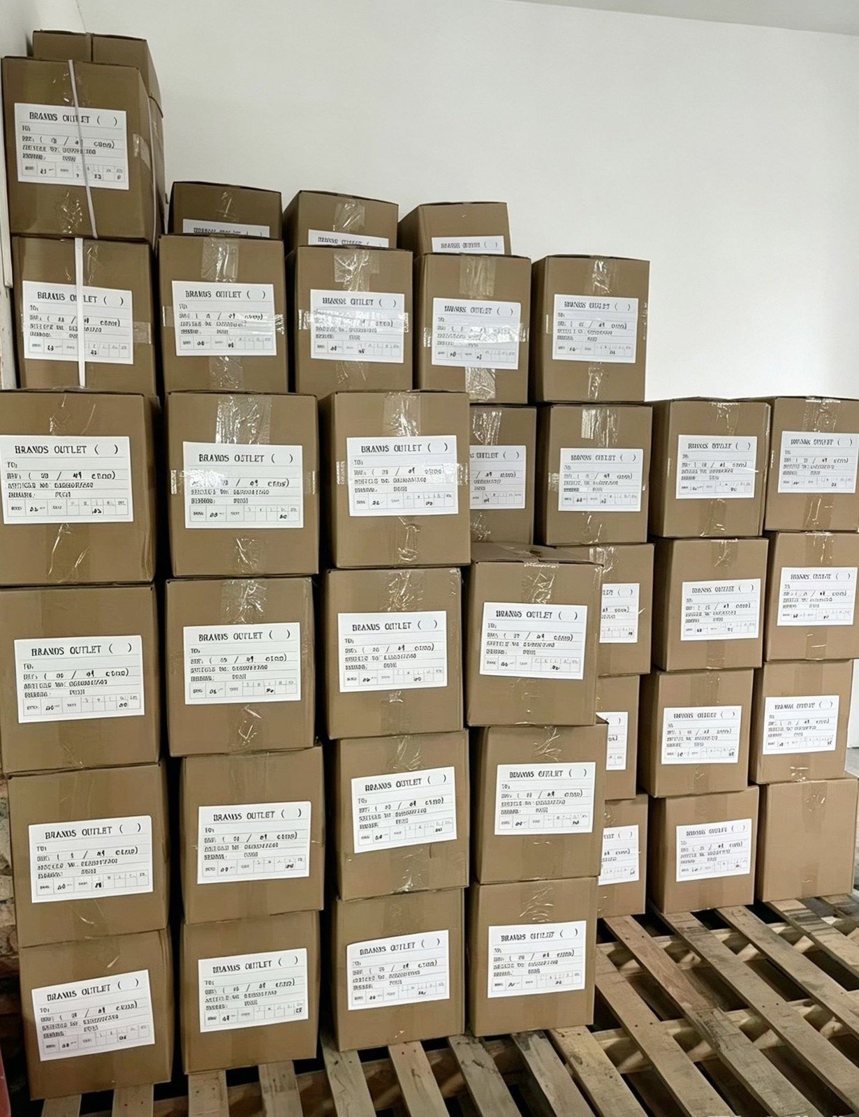 Labeled cartons prepared on pallets