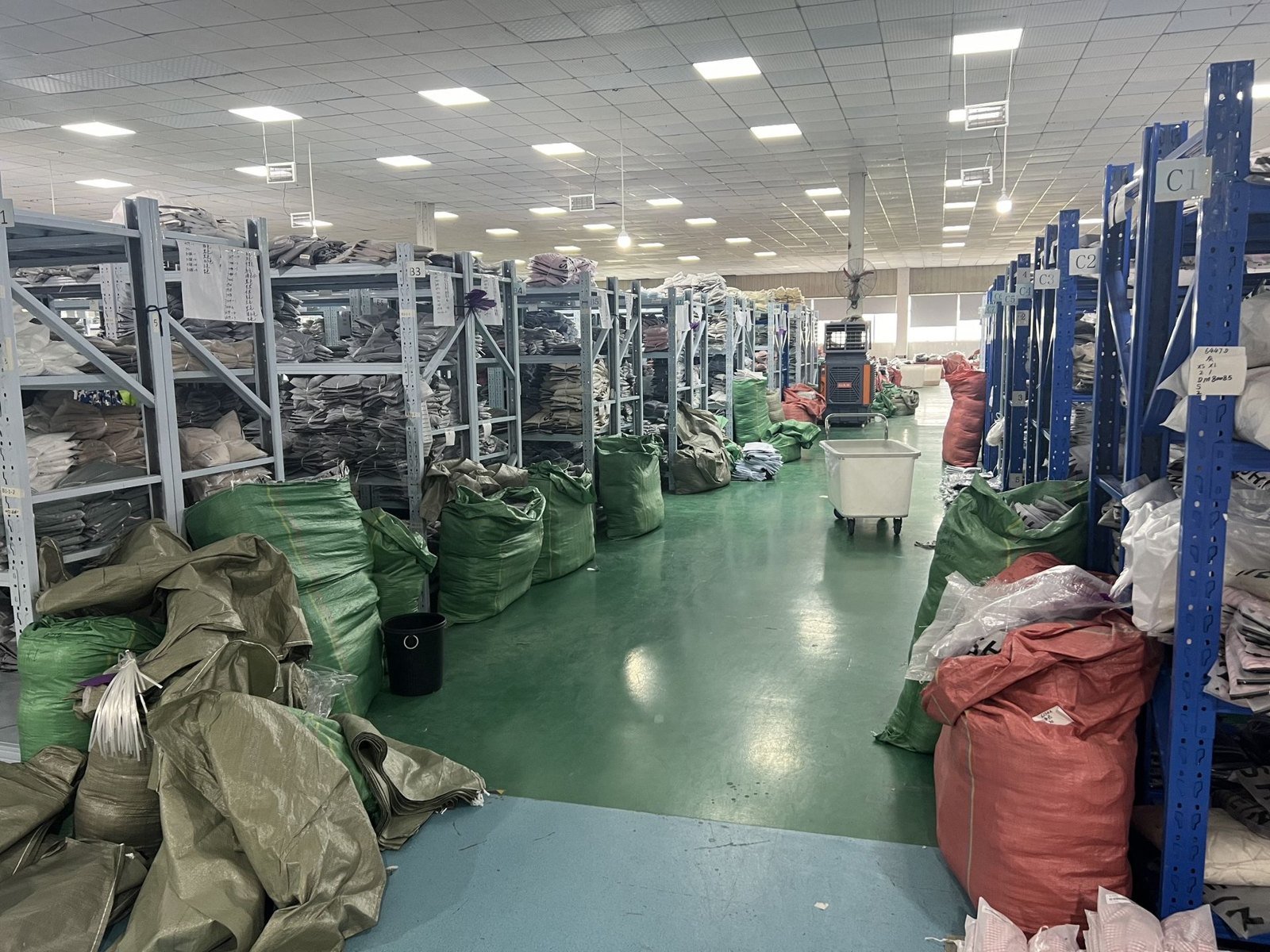 Packaged garments in our warehouse.