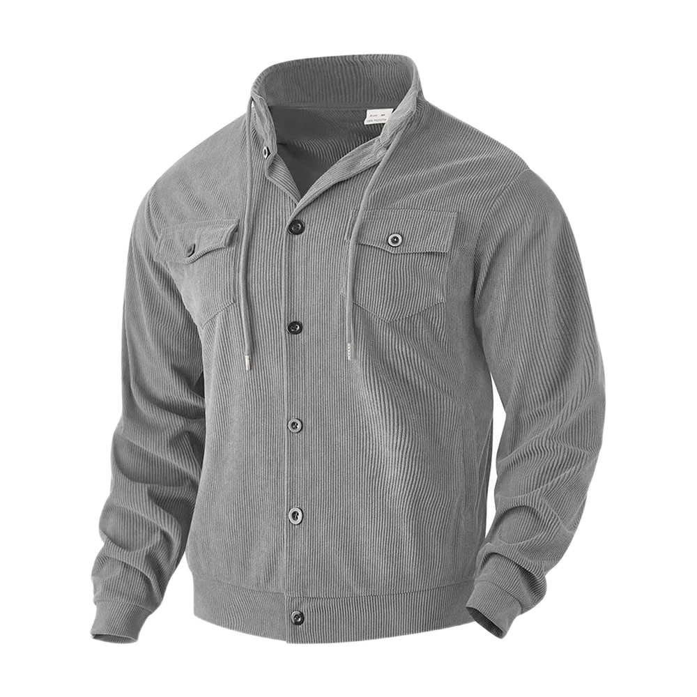 Men’s Corduroy-Style Button-Front Casual Jacket - garment view
