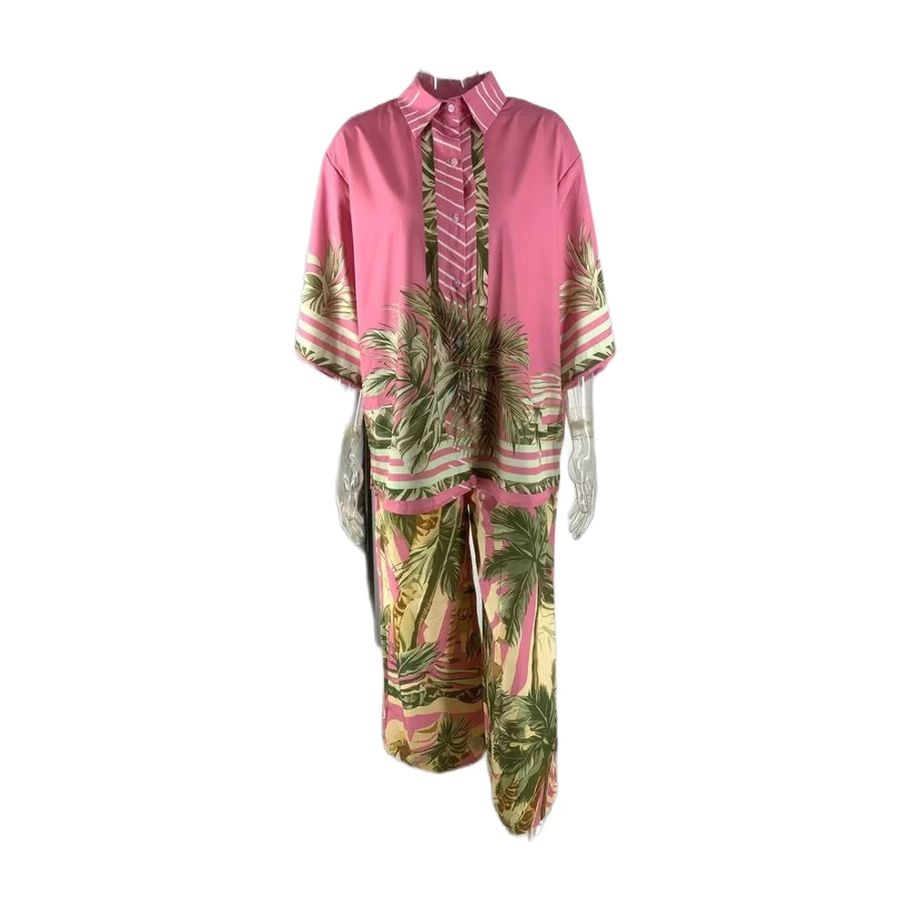 Women’s Tropical Print Two-Piece Set - garment view