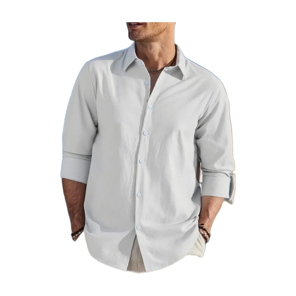 Men’s Casual Linen Blend Shirt - garment view