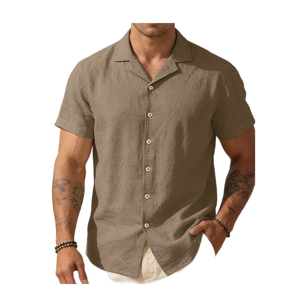 Men’s Textured Linen Blend Polo Shirt - garment view