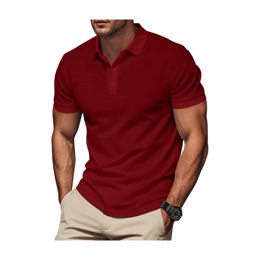 Men’s Textured Mesh Knit Polo Shirt - garment view