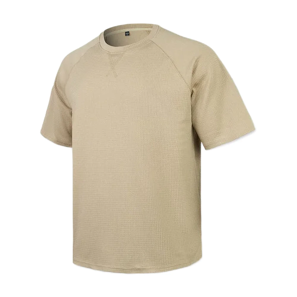 Men’s Waffle Knit Short Sleeve Cotton Blend T-Shirt for Casual Wear - garment view
