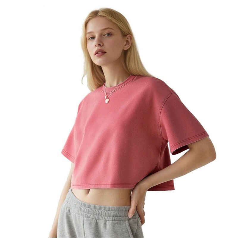 Women’s Vintage-Washed Oversized Cropped T-Shirt - garment view