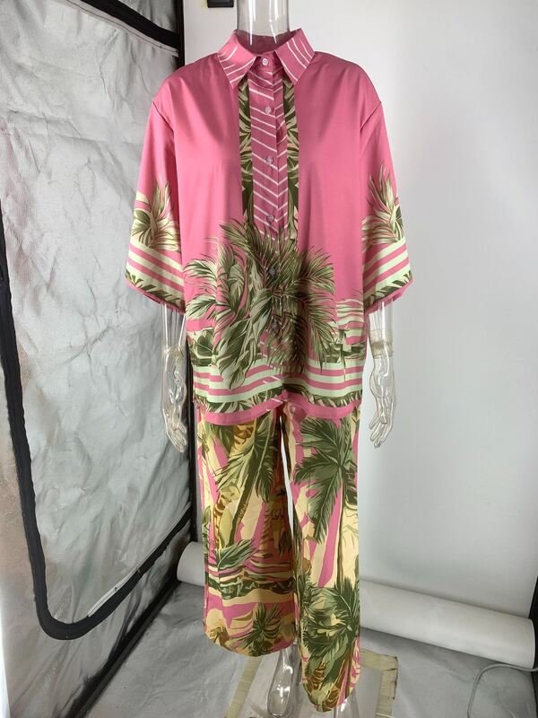 Women’s Tropical Print Two-Piece Set - garment view