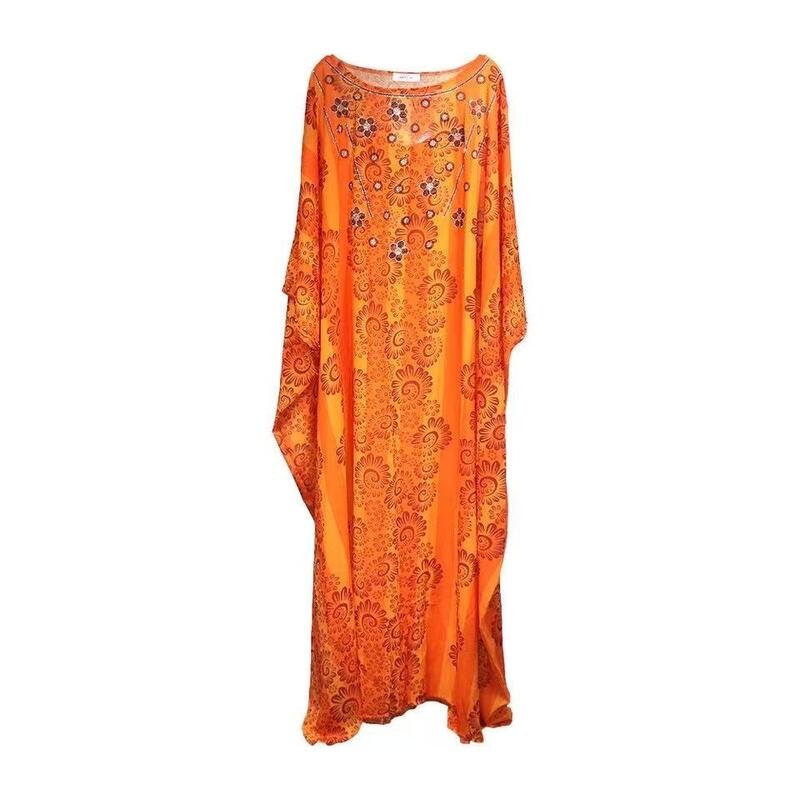Women’s African Kaftan Embroidered Long Dress - garment view