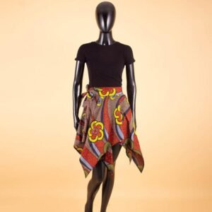 Women's African Print High Waist Asymmetric Hem Skirt Set