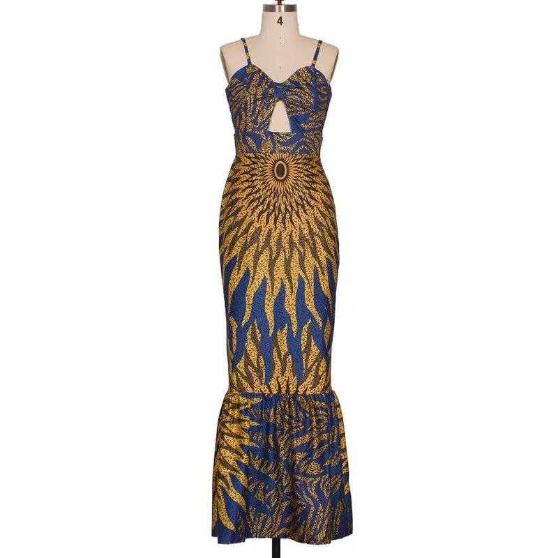 Women’s African Print Maxi Dress - garment view