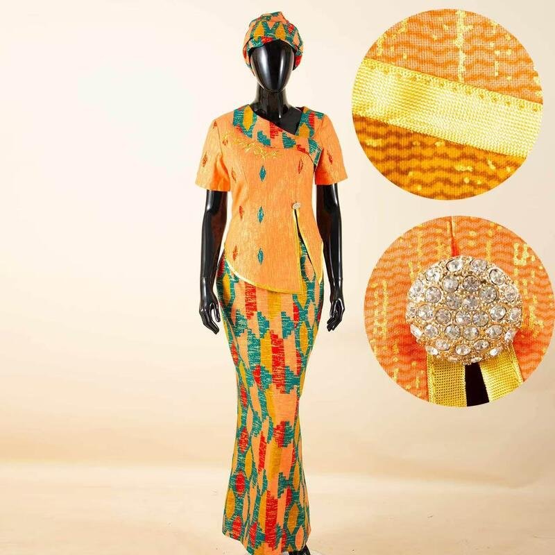 Women's African Print Peplum Top & Flare Pants Set