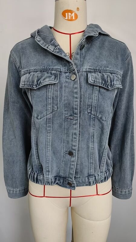 Women’s Hooded Denim Jacket - garment view