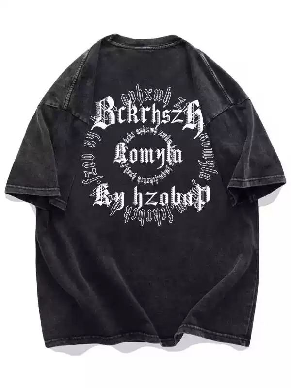Men’s Vintage Washed Gothic Graphic T-Shirt - garment view