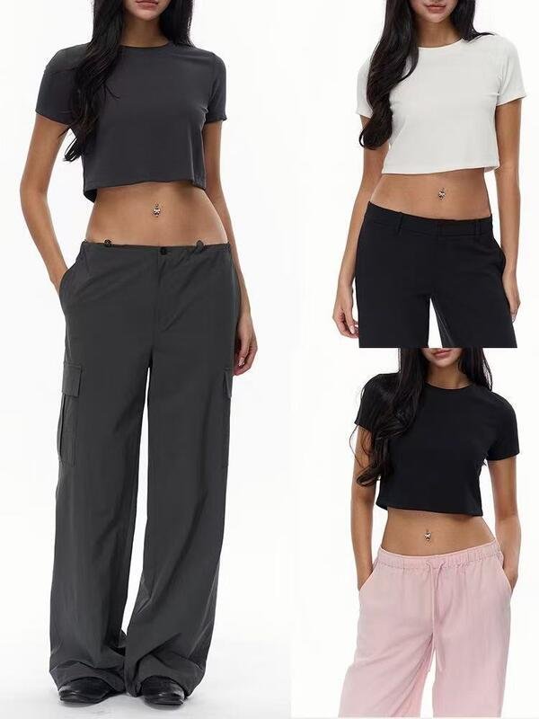 Women’s Soft Stretch Fabric Slim Fit Breathable Crop Top and Cropped T-Shirt