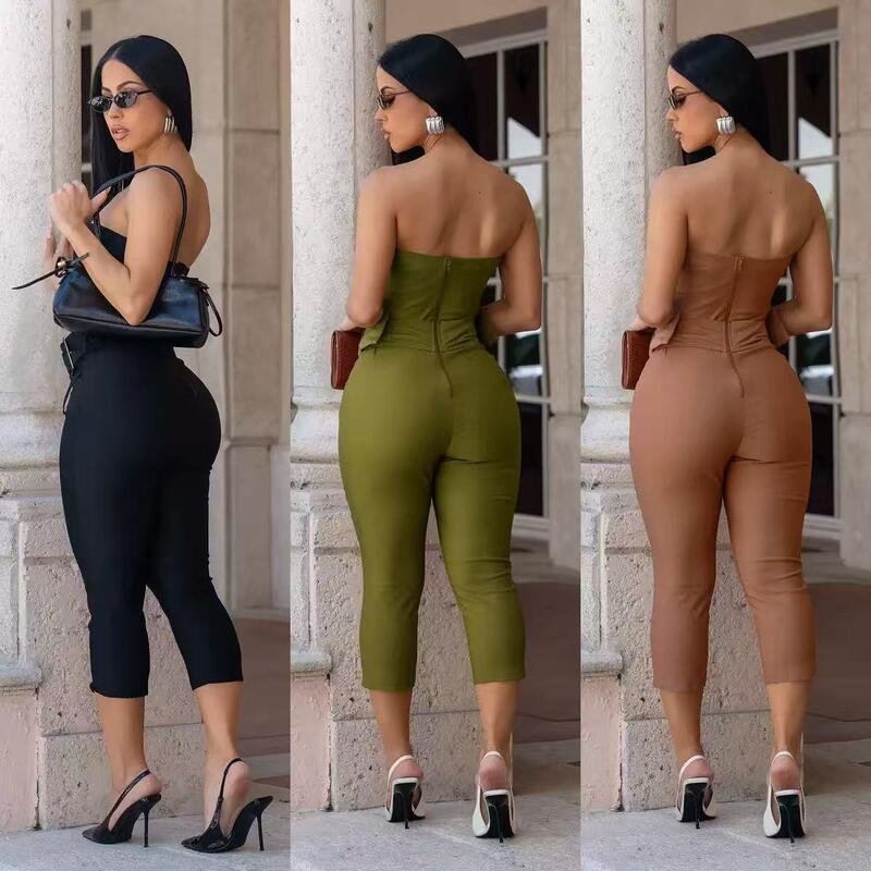 Women’s Strapless Belted Jumpsuit - Image 2