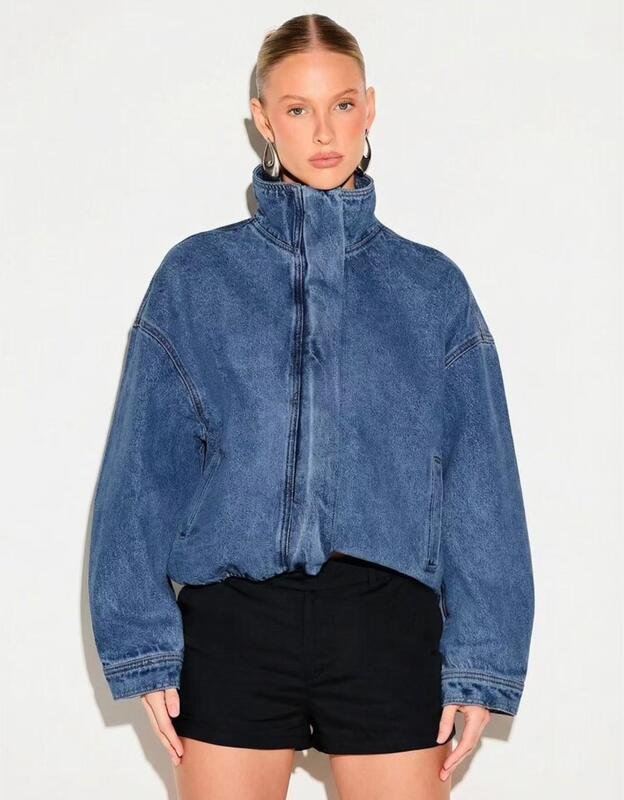 Women’s Premium Denim Bomber Jacket