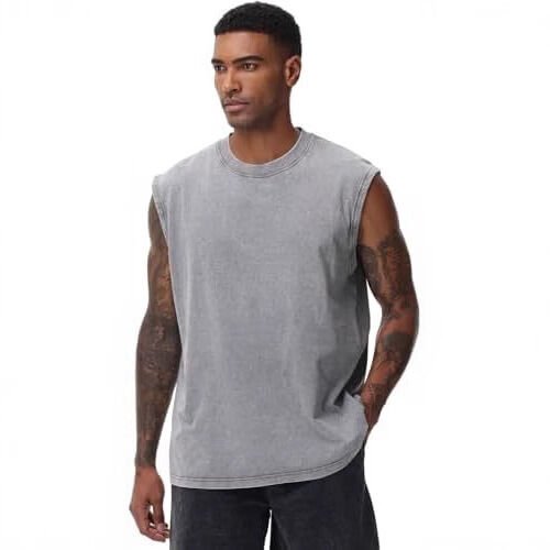 Men’s Vintage Washed Sleeveless T-Shirt - garment view