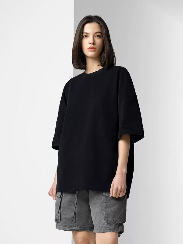 Men’s Oversized Heavyweight Cotton Blend T-Shirt for Streetwear and Casual Wear - Image 2