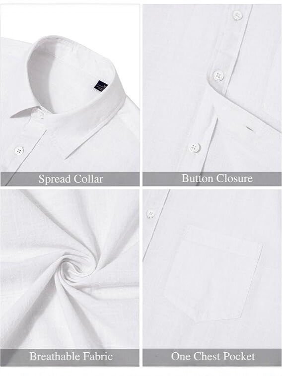 Men’s Lightweight Linen Blend Breathable Casual Shirt for Summer - Image 3