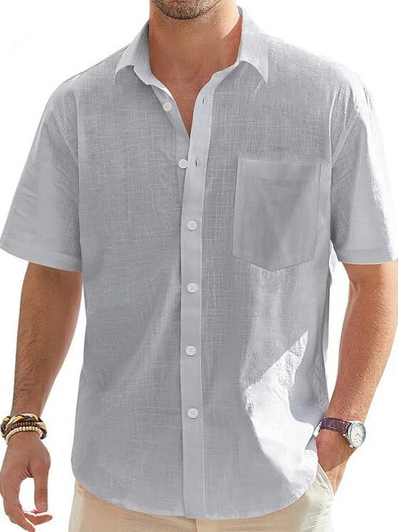 Men’s Lightweight Linen Blend Breathable Casual Shirt for Summer - garment view