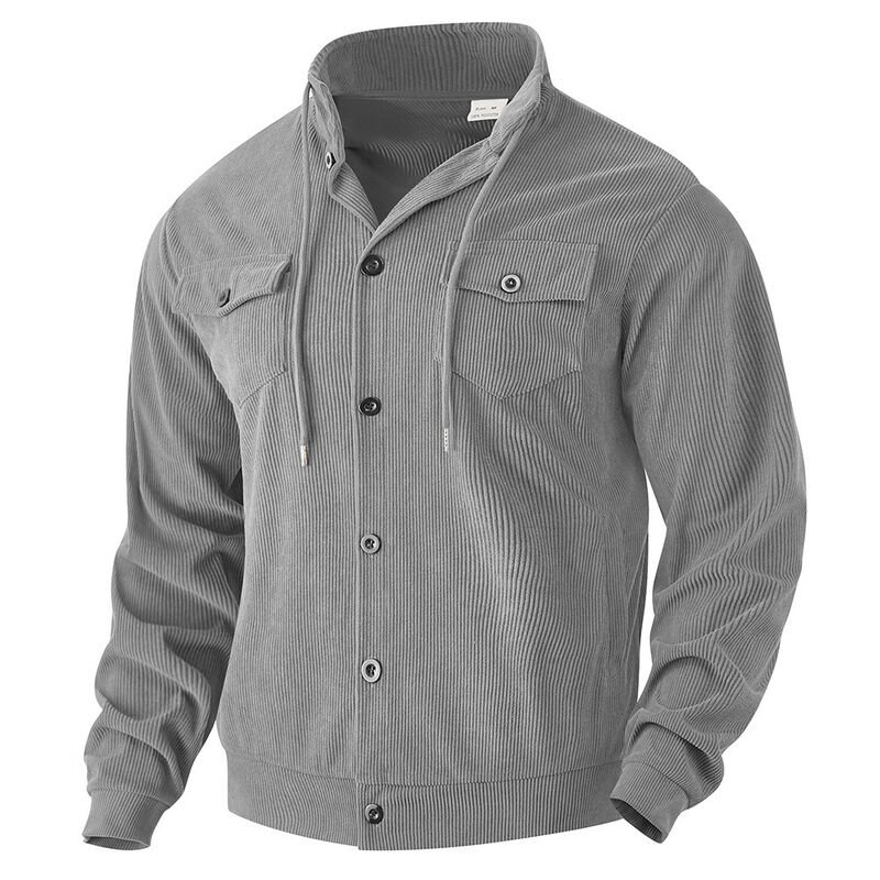 Men’s Corduroy-Style Button-Front Casual Jacket - garment view