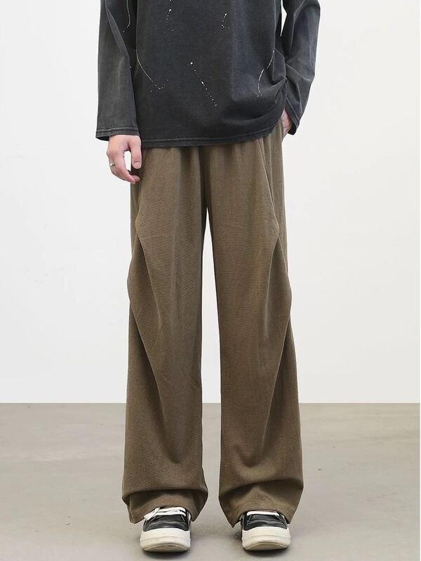 Men’s Crinkled Finish Wide-Leg Pants - garment view